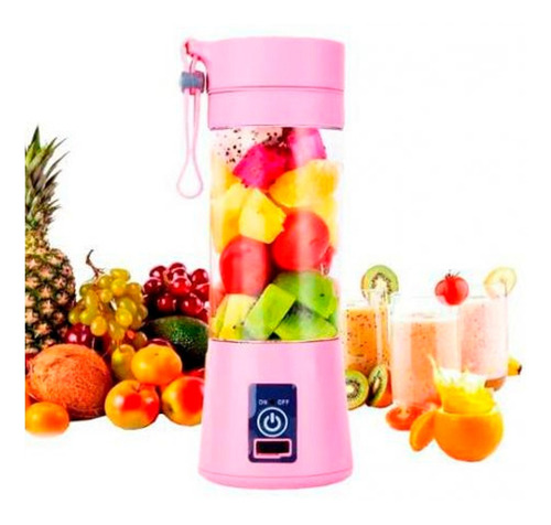 Mixer Liquidificador Portatil Licuadora Recarregavel Shake Cor Rosa Usb