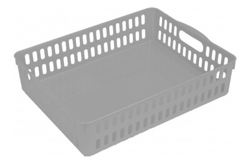 Imagem 1 de 1 de Kit 10 Cestinhas Multiuso Plástico 33x26x8 Cinza Elloplas