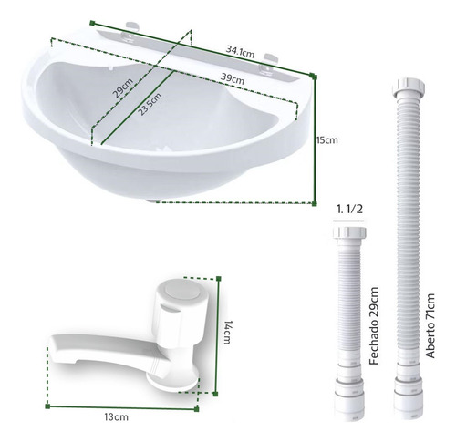 Kit Lavatório De Banheiro Com Sifão Torneira Valeplast