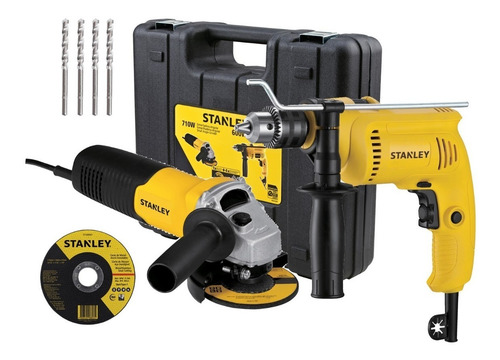 Imagen 1 de 10 de Amoladora 710w + Taladro Percutor 600w Stanley Shg6070ka