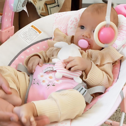 Silla Mecedora Para Bebe Plegable Con Vibracion Color Rosa