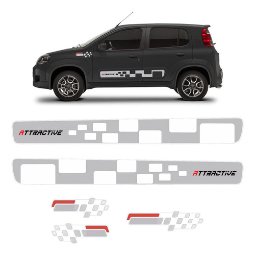 Kit Adesivos Para Fiat Uno Attractive 2011/2021 Faixas