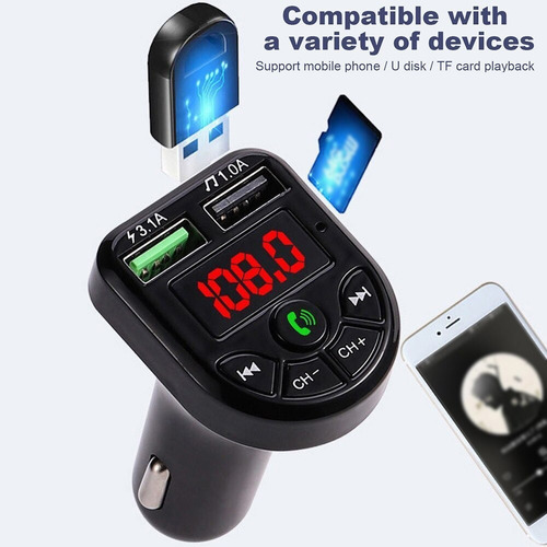 Transmisor Con Bluetooth Mp3, Usb Para Carro Modulador Fm!!!