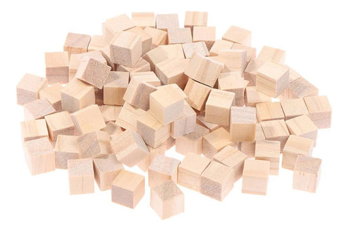 Minicubos Cuadrados De Madera Maciza En Blanco, 3 X 3 Cm