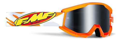 Máscara de motocicleta FMF Deportiva Powercore 5040025904 com lente espelhada polarizada e moldura laranja (cinza) - tamanho UNITALLA