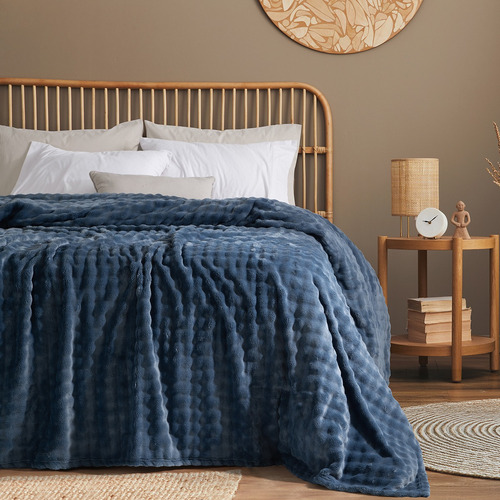 Frazada Palette Flannel Aspen 2 1/2 Plazas - 220x240 Cm Azul Liso