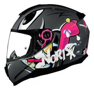 Capacete Feminino Norisk Razor Mad Cinza Moto Fechado Cor Cinza Brilho Tamanho do capacete 60