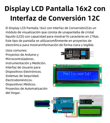 Pantalla Lcd 1602 Hd44780 Módulo Conversor I2c Para Arduino