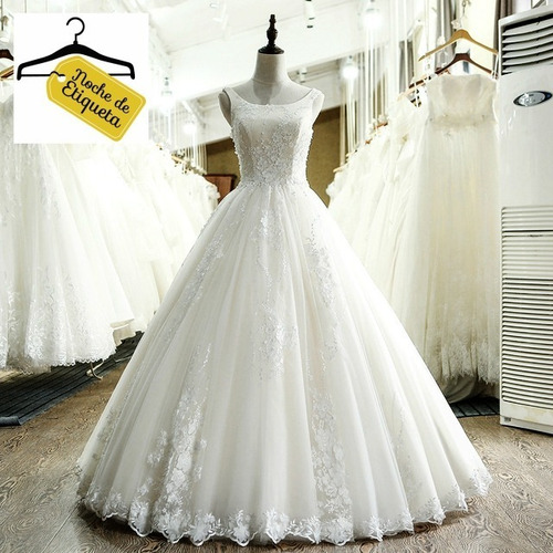 Imagen 1 de 4 de Vestido De Novia Corte A Tul/encaje Sin Mangas
