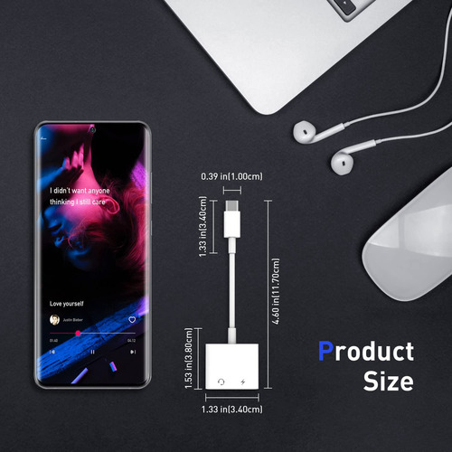 LEIRLVAN USB C to 3.5mm Headphone and Charger Adapter,2 in 1 USB C to Aux Jack Dongle Cable Cord with PD Fast Charging for Phone 15 Pro MAX Plus, Galaxy S22 S23 S24 Ultra,Note 20,HUAWEI,OPPO,Xixoami
