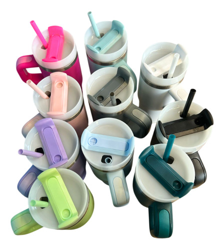 15 Mini Termo 14 Oz Termico Acero Inoxidable Popote Mayoreo Surtido