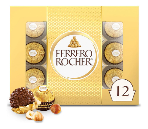 Ferrero Rocher Chocolate Con Leche De Avellana Fina, 12 Unid