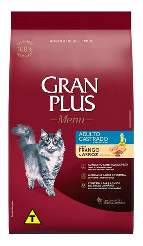 Ração Guabi Gran Plus Gatos Castrados Frango E Arroz - 10kg