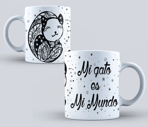 Taza De Gatito Mi Gato Es Mi Mundo Taza Para Café Blanco