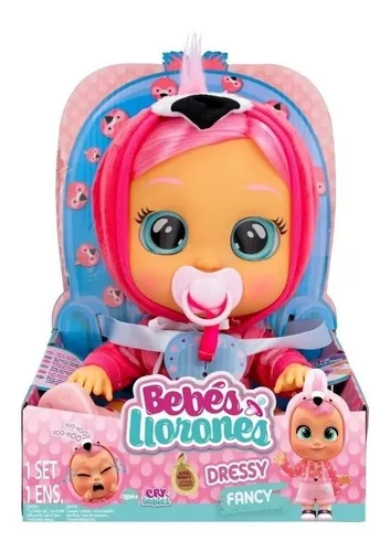 Mu eca Cry Babies Dressy Bebe Lloron Con Pelo Real Original
