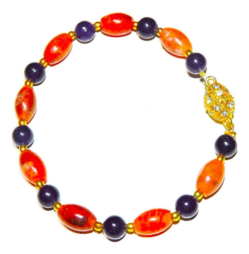 Pulsera Piedra Agata De Fuego - Cuarzo Lila