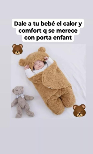 Porta Enfant Forrada Con Capucha Calidad Premium Corderito Tostado