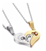 Comprar Colar Duplo Coração Casal Dia Namorados I Love You 2 Metades Cor Dourado