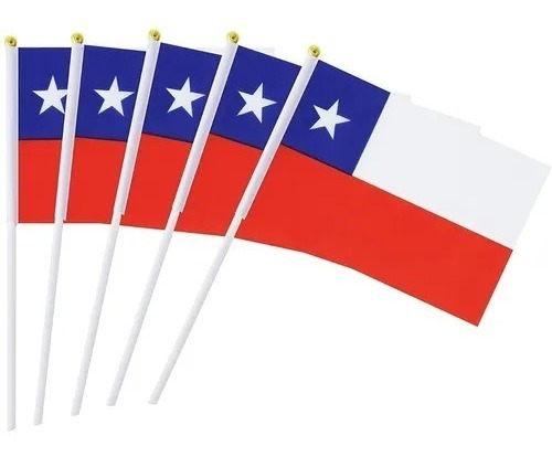 Banderas De Chile De Mano 21 X 14 Cm 12 Unidades Cotillón