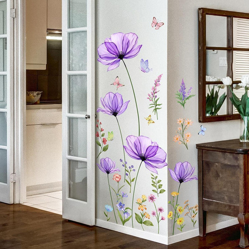 ! Pegatinas De Pared Con Diseño De Mariposas Y Flores, Papel