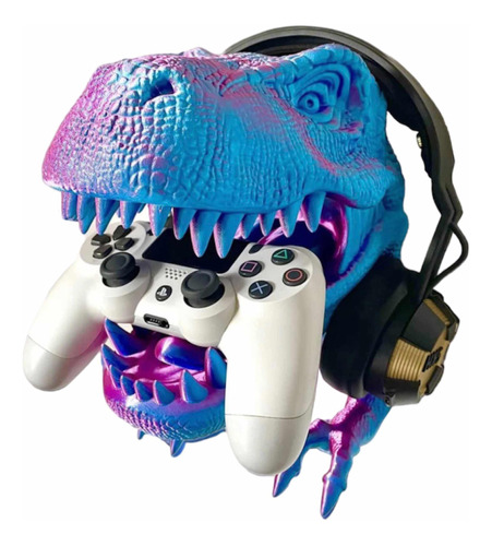 Porta Audífonos Gamer Y Joystick Dinosaririo T-rex