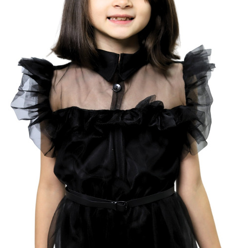 Imagen 8 de 9 de Disfraz Vestido Merlina Addams Noche De Baile Los Locos Addams Infantil Niña