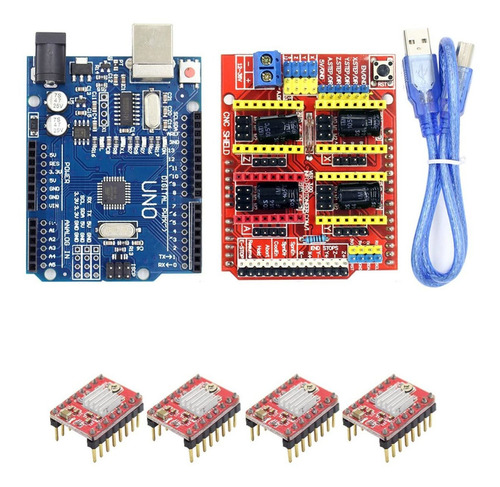 Kit Cnc Shield V3 Impressora 3d Compatível Com Arduino A4988
