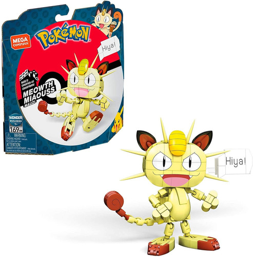 Pokemon Meowth - Mega Construx - Blocos De Montar 169 Peças