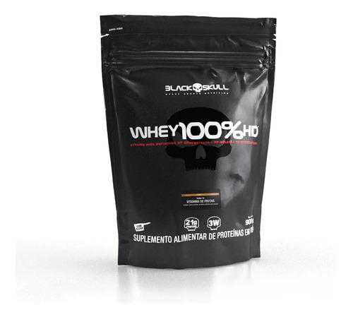 Whey 100% Hd Refil Black Skull - 900g (wpc, Wpi E Wph) Cavei Sabor Vitamina de frutas