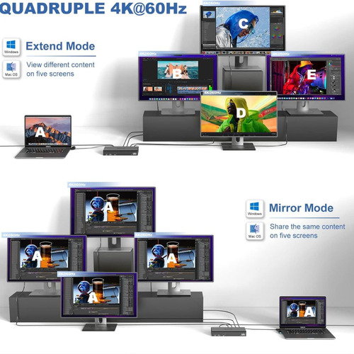 Dockstation Displaylink Wavlink 19 Em 1 - 4 Monitores 4k 5k