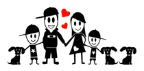 Comprar Adesivo Família Feliz Casal + 2 Meninos + 3 Cachorrinhos 