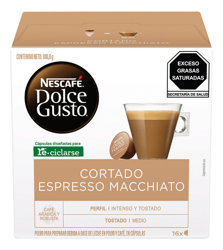 16 Cápsulas Nescafé Dolce Gusto Cortado Espresso Macchiato