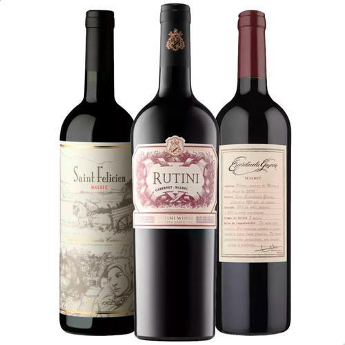 Combo Premium Vino Rutini + Saint Felicien + Escorihuela X3