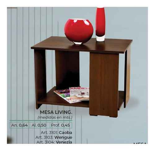 Mesa Ratona De Centro Living. Melamina. Rectangular Cod.3101