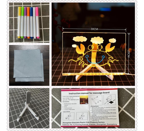 Pizarra Led Pizarra Magica Tablero Dibujo Luminoso Diy Niños