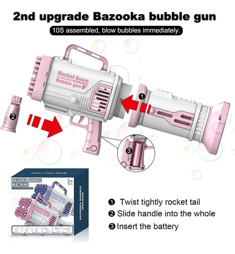 Rocket Boom Bubble Y 2 Pistolas Bazucas Líquidas De 64 Aguje