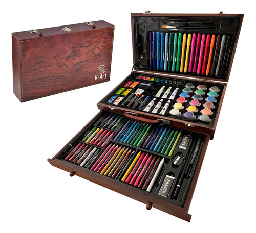 Set Arte Infantil Dibujo Maletin Madera Valija Pintura X 130