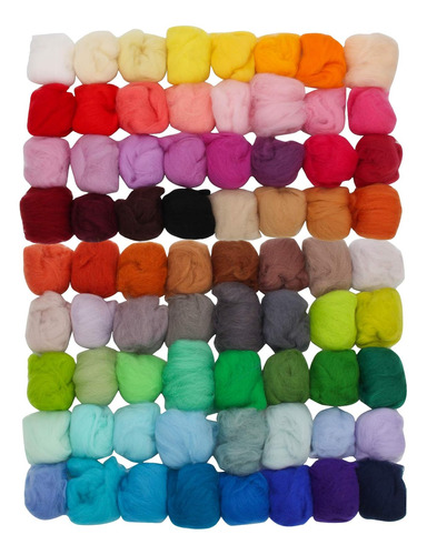 72 Colores Lana De Fibra Roving Fieltro Aguja, Hilado M...