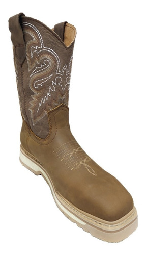 Bota Vaquera Rodeo Purepecha Piel Con Casquillo Punta U Goma