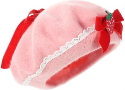 Boina Unomor Boina Lana Fresa Dulce Sombrero Bowknot Gorra