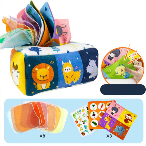 Q 2x Caja De Pañuelos Para Bebés 6-12 Meses Juguete De