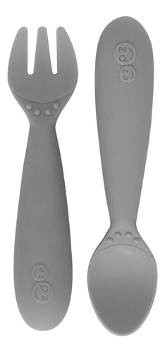 Ezpz Mini Utensils (fork & Spoon En Gris) - 100% Bpa Free Fr