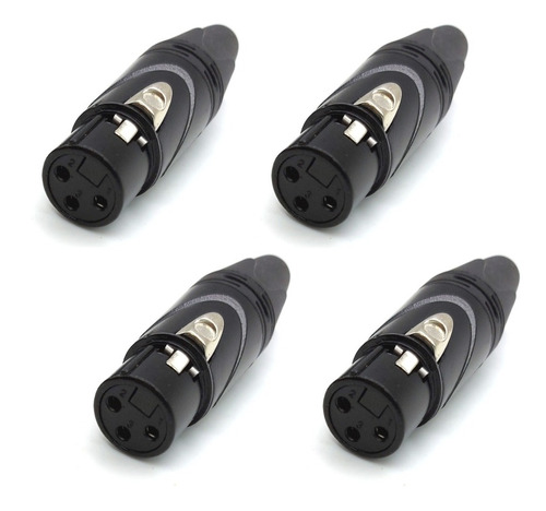 4 Conector Cannon Xlr Fêmea Preto Dlk Qualidade Datalink