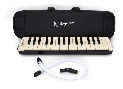 Melodica Piano Negra 32 Teclas Color Marfil Con Estuche Color Negro