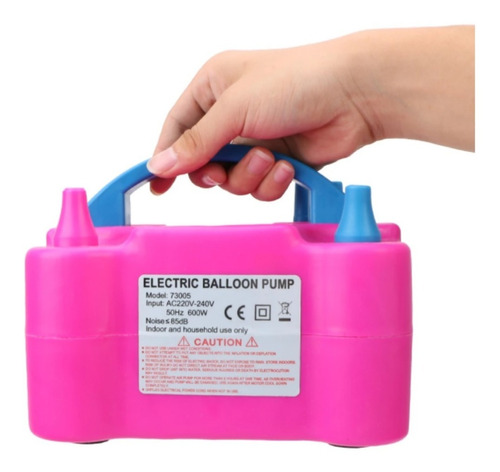 Inflador De Globos Eléctrico 600 Watts Doble Boquilla Rosado