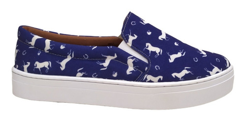 Slip On Tenis Feminino Casual Animal Print Cavalo Confort 