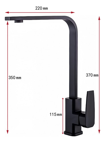 Llave Monomando Lavaplato Negra Notte Vida Buenas