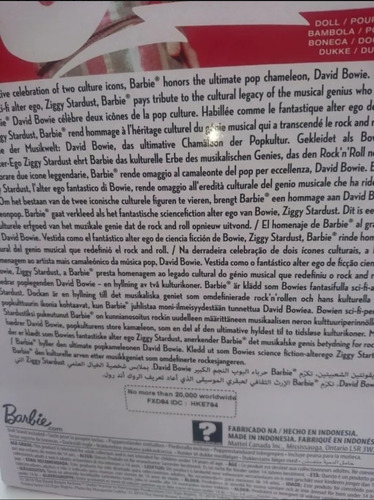 Barbie David Bowie 20000 Muñecas Al Rededor Del Mundo (Usado)