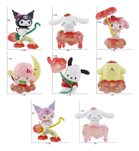 Muñeco De Juguete Sanrio Melody Cinnamon Dog Kuromi 8 Piezas