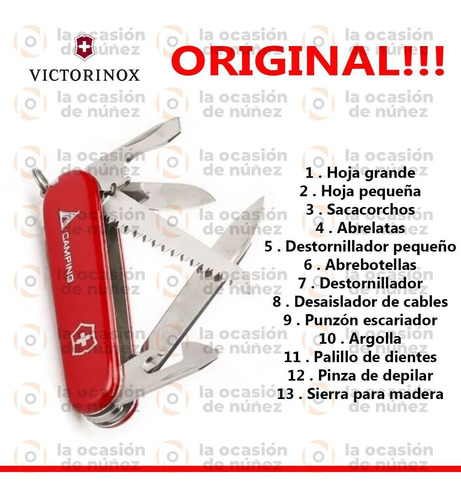 Imagen 2 de 7 de Cortaplumas Victorinox Camper Suiza 13 Usos Navaja + Funda